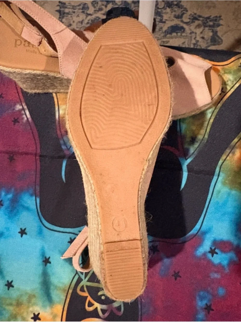 Women’s Paseart Pink Suede Peep-Toe Espadrille Wedge Slingbacks Sz 41 (10.5)